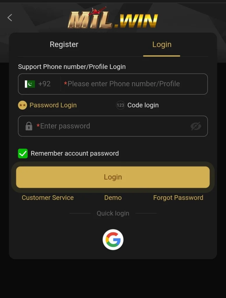register and login on milwin